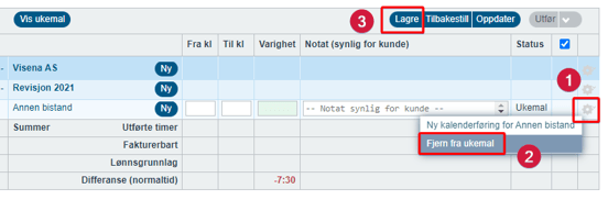 Legg til aktivitet i ukemal3