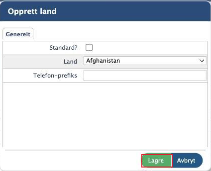 Dialogen Opprett land