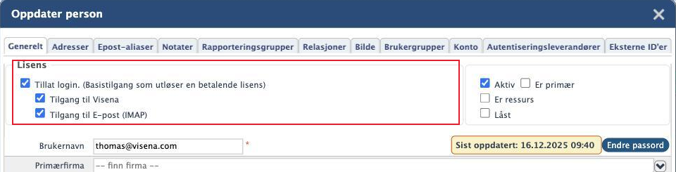 Oppdater person, Generelt