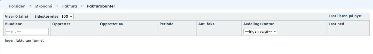 Fakturabunter under Økonomi, Faktura