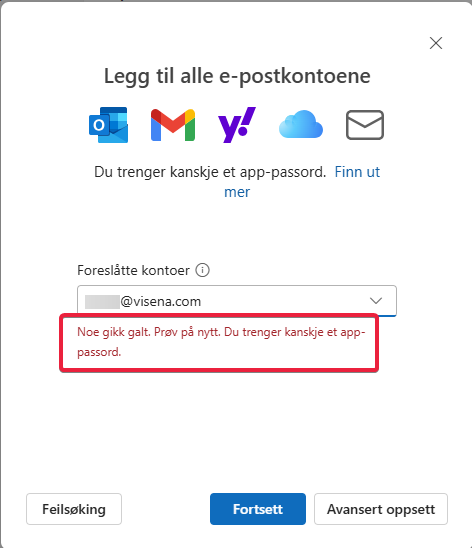Avansert oppsett i Outlook