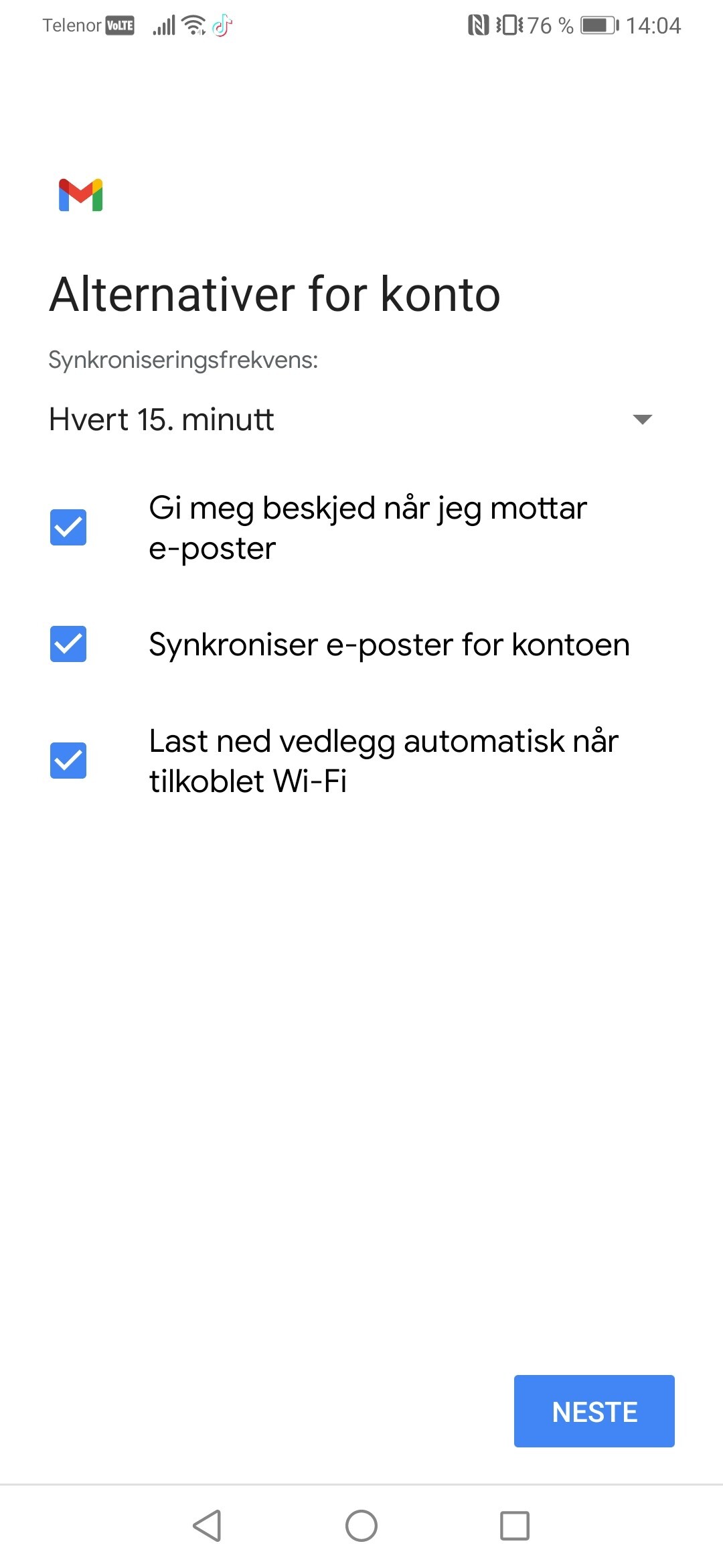 Kontovalg på Android